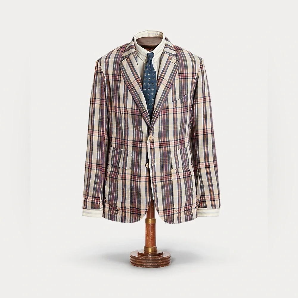 Ralph Lauren Double RL Unconstructed Madras Plaid Blazer
